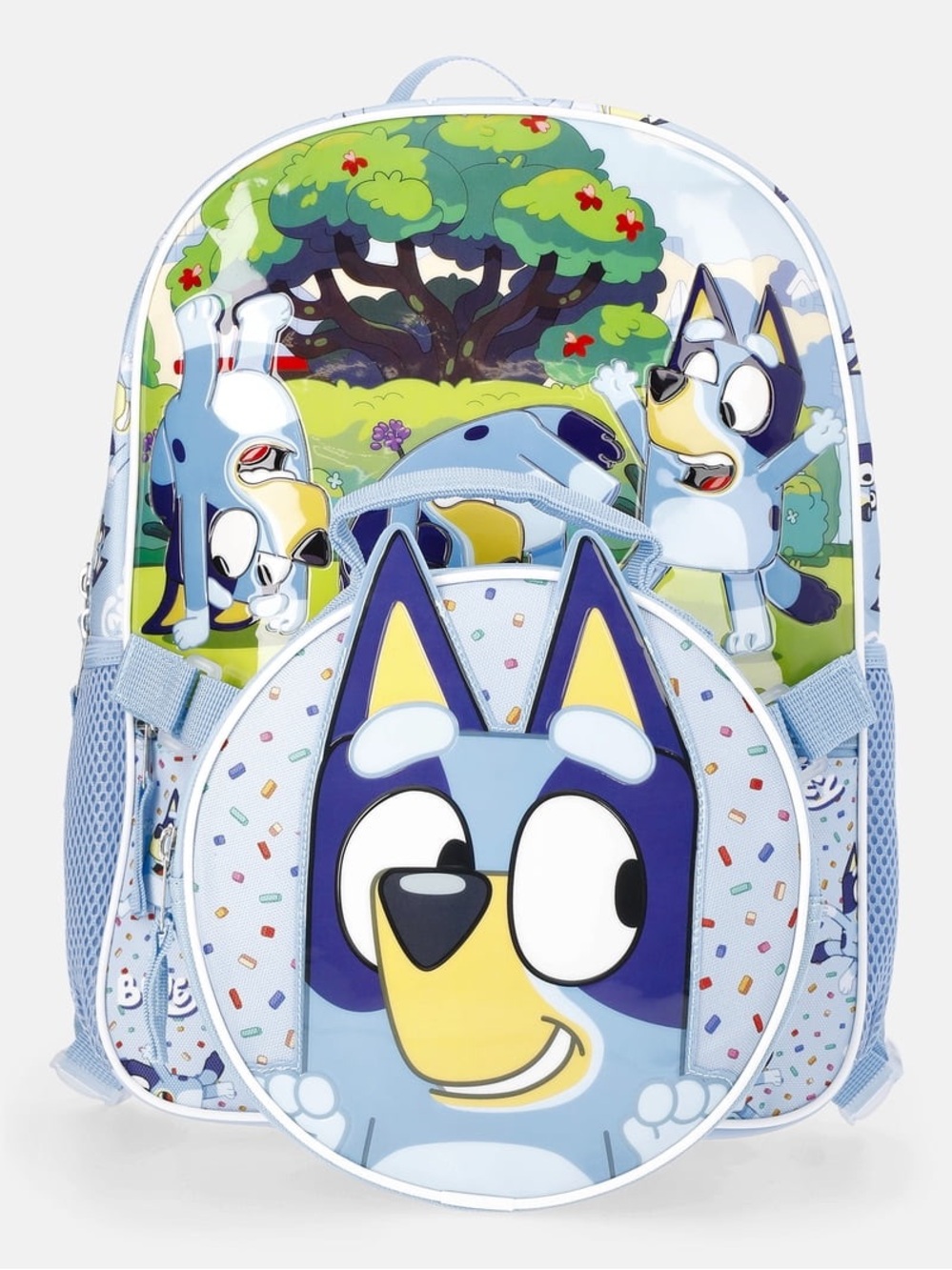 Bluey Kids Backpack with Character Front Pocket - Light Blue W